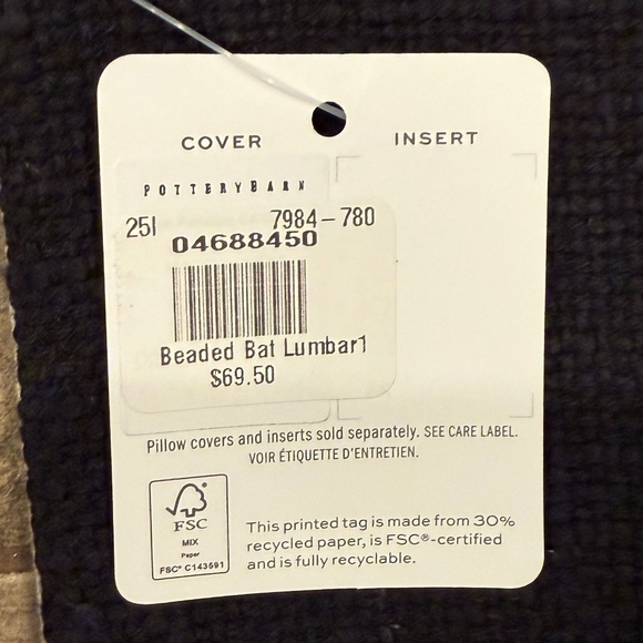 Beaded Bat Embroidered Lumbar Pillow - PB - Picture 7 of 8